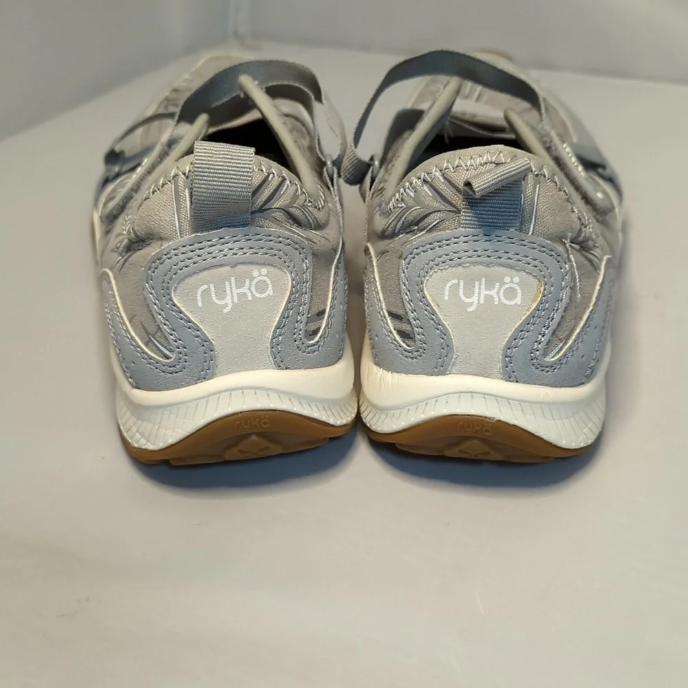 Ryka Kailee Palm Mesh Gray Mary Jane Adjustable Slip On Sneakers Size 6